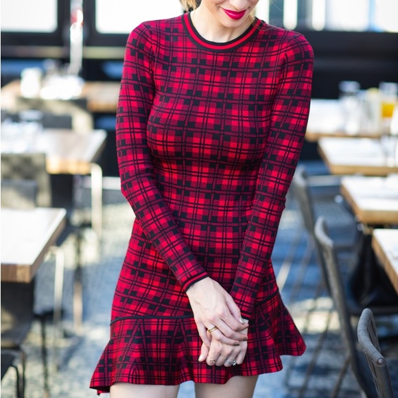 TORN BY RONNY KOBO ABIR ASYMMETRIC HEM CHECK DRESS - Picture 4 of 7